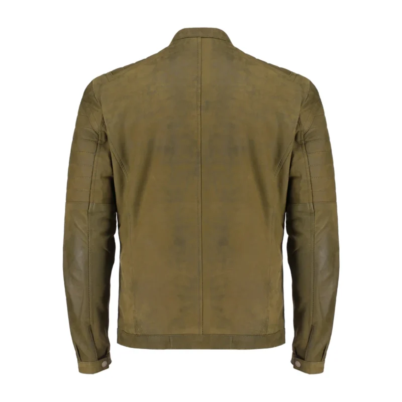 Mens Olive Leather Jacket - Image 3