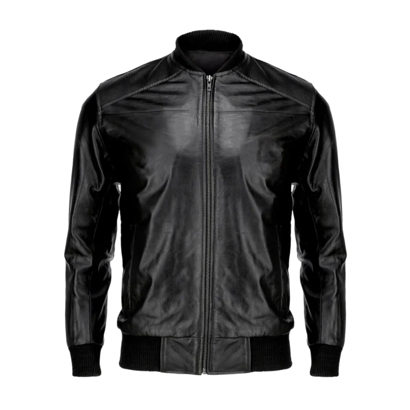 Men's Black Bomber Leather Jacket – Sleek Style & Durable Comfort