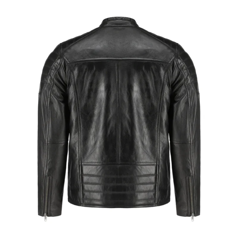 Mens Cafe Racer Leather Jacket - Image 3