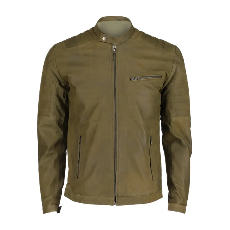 Mens Olive Leather Jacket