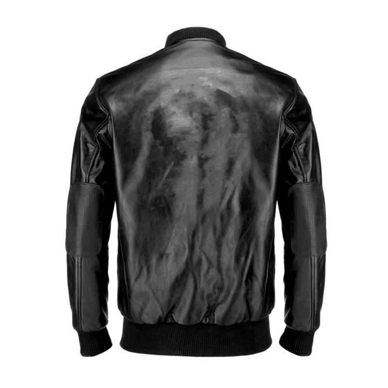 Men's Black Bomber Leather Jacket – Sleek Style & Durable Comfort - Image 3