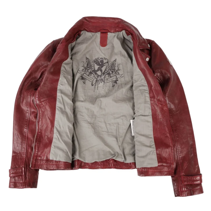 Classic Womens Burgundy Leather Jacket - Image 6