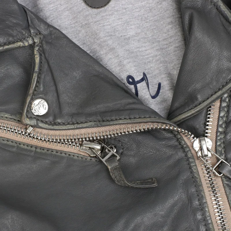 Womens Grey Leather Jacket - Image 9