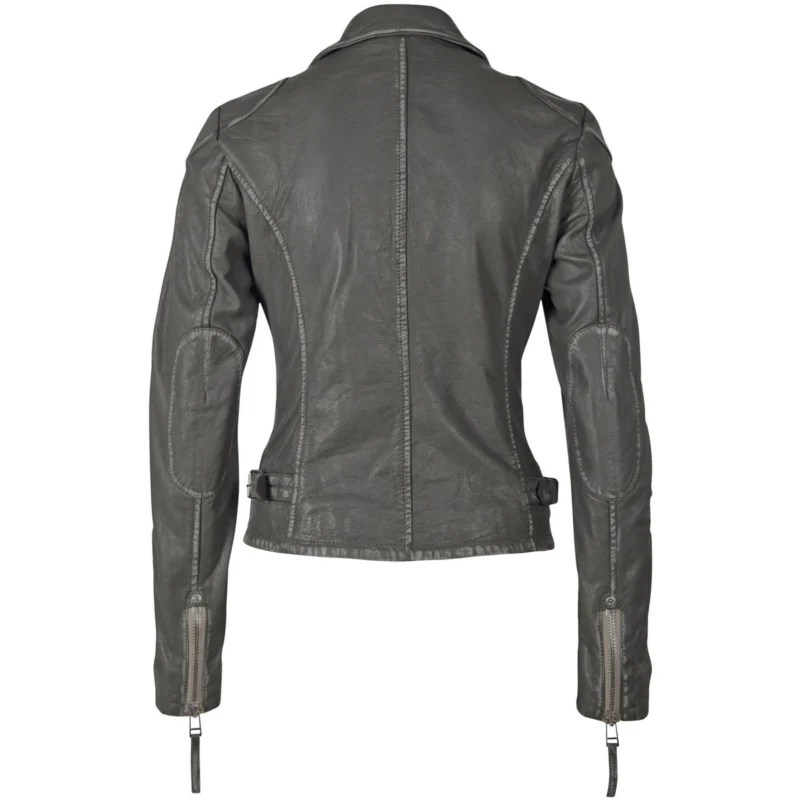 Womens Grey Leather Jacket - Image 2