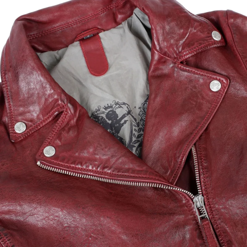 Classic Womens Burgundy Leather Jacket - Image 8