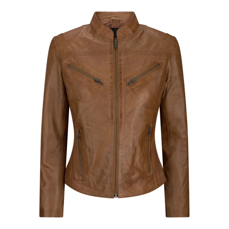 Womens Fitted Brown Leather Jacket