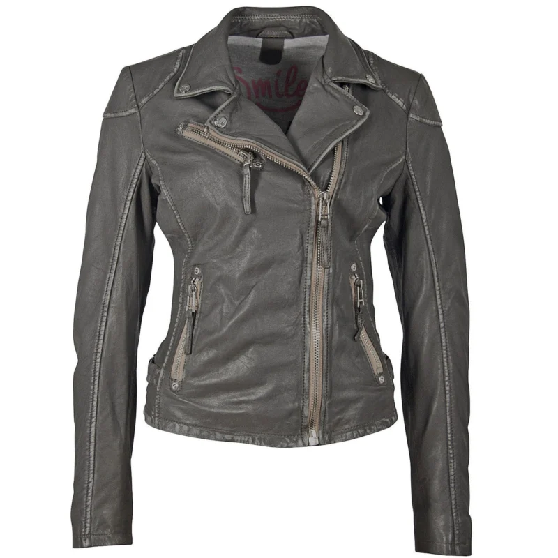 Womens Grey Leather Jacket