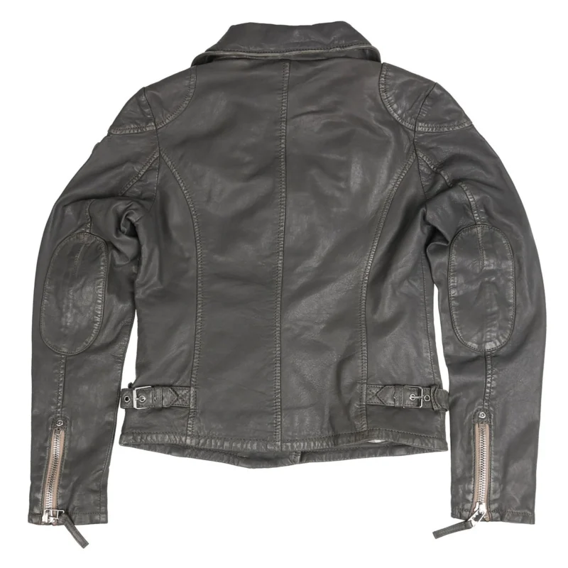 Womens Grey Leather Jacket - Image 8