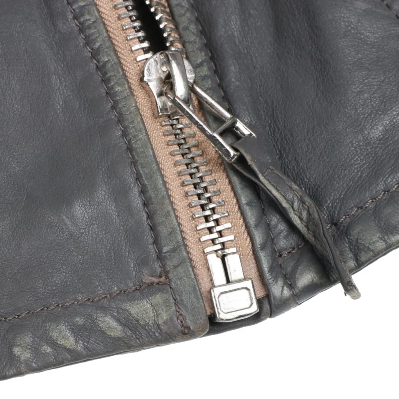 Womens Grey Leather Jacket - Image 11