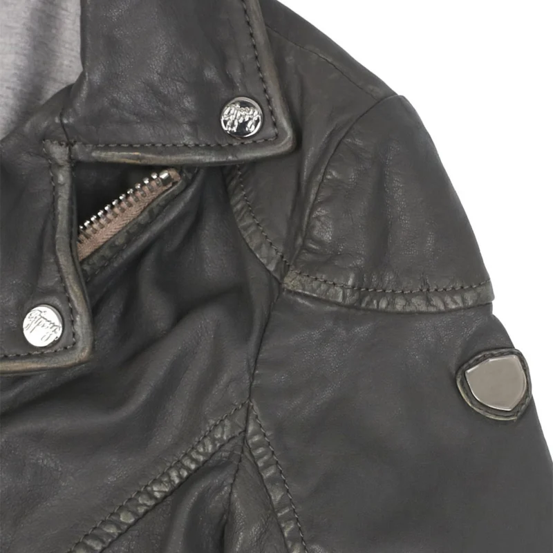 Womens Grey Leather Jacket - Image 12