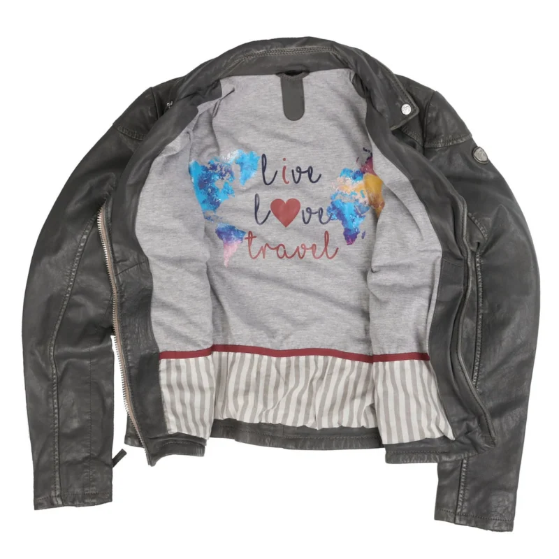 Womens Grey Leather Jacket - Image 6